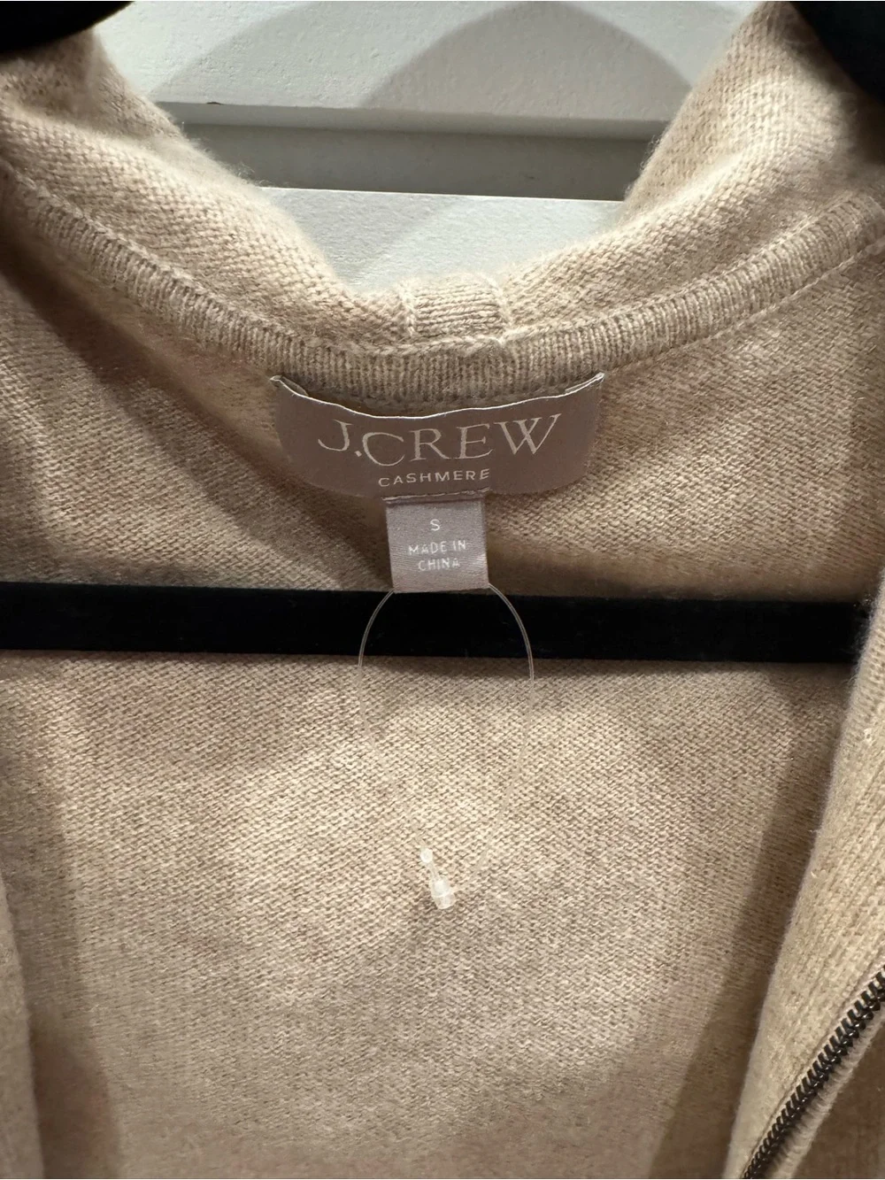 J. Crew Beige Hooded Cashmere Zip Cardigan Sweater